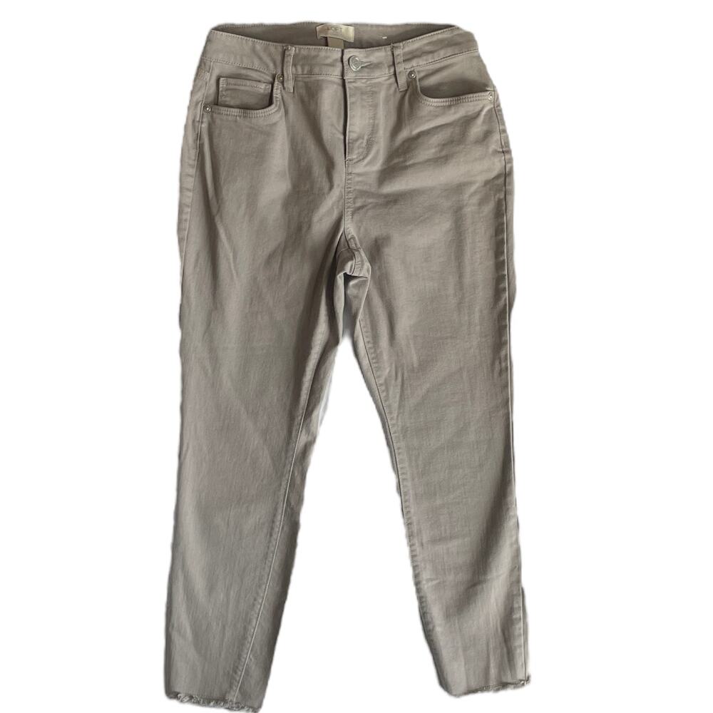 Women's Size 4P Loft Curvy High Rise Skinny Ankle Jeans Petite Dark Khaki/Gray